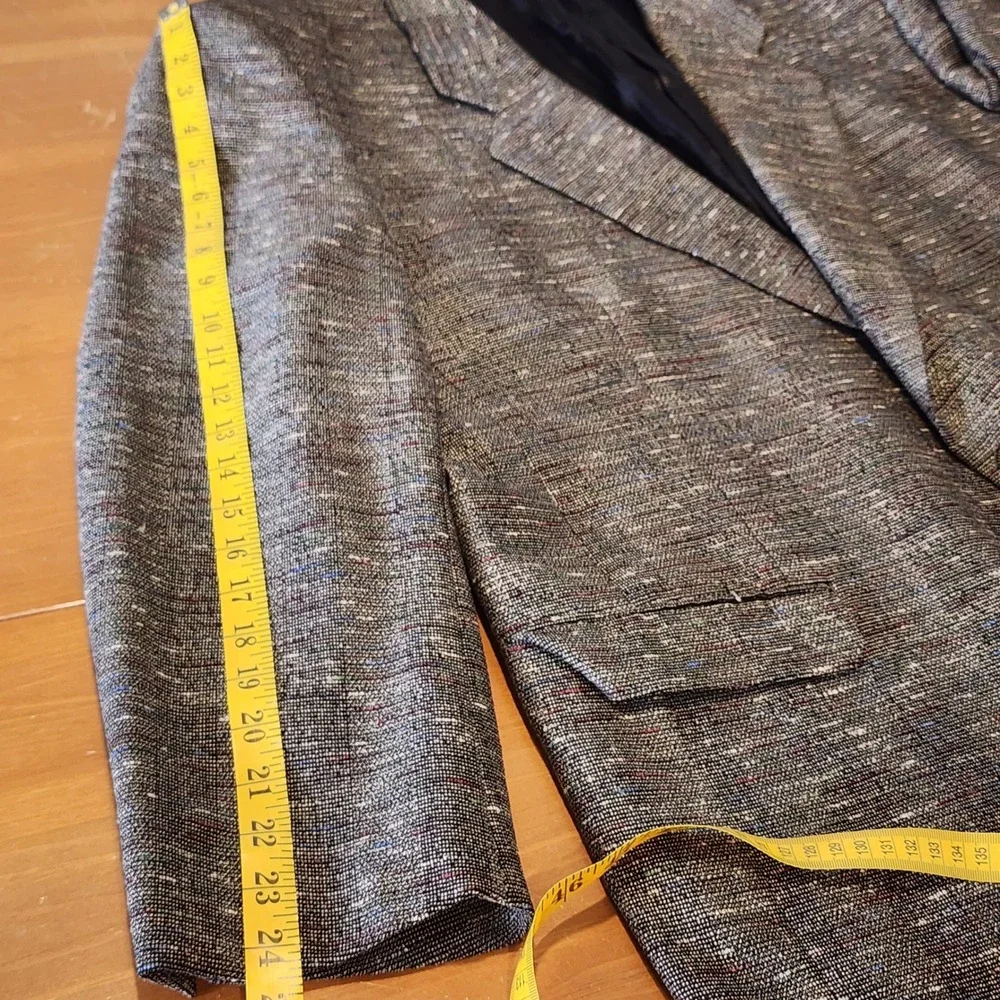 Bartolini Blazer Sport Coat 46R Wool Silk Tweed Gray Multi Office Wedding Casual